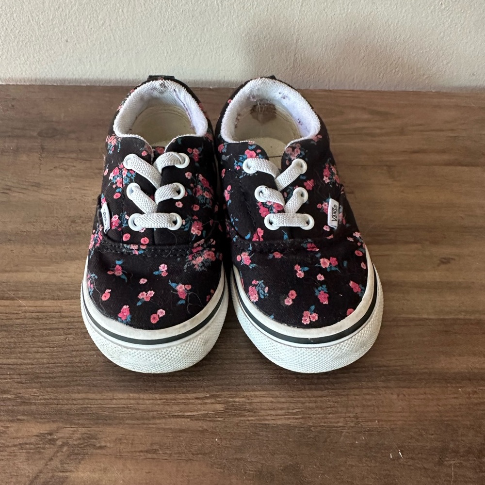 Vans Black Floral Toddler Girl Sneakers